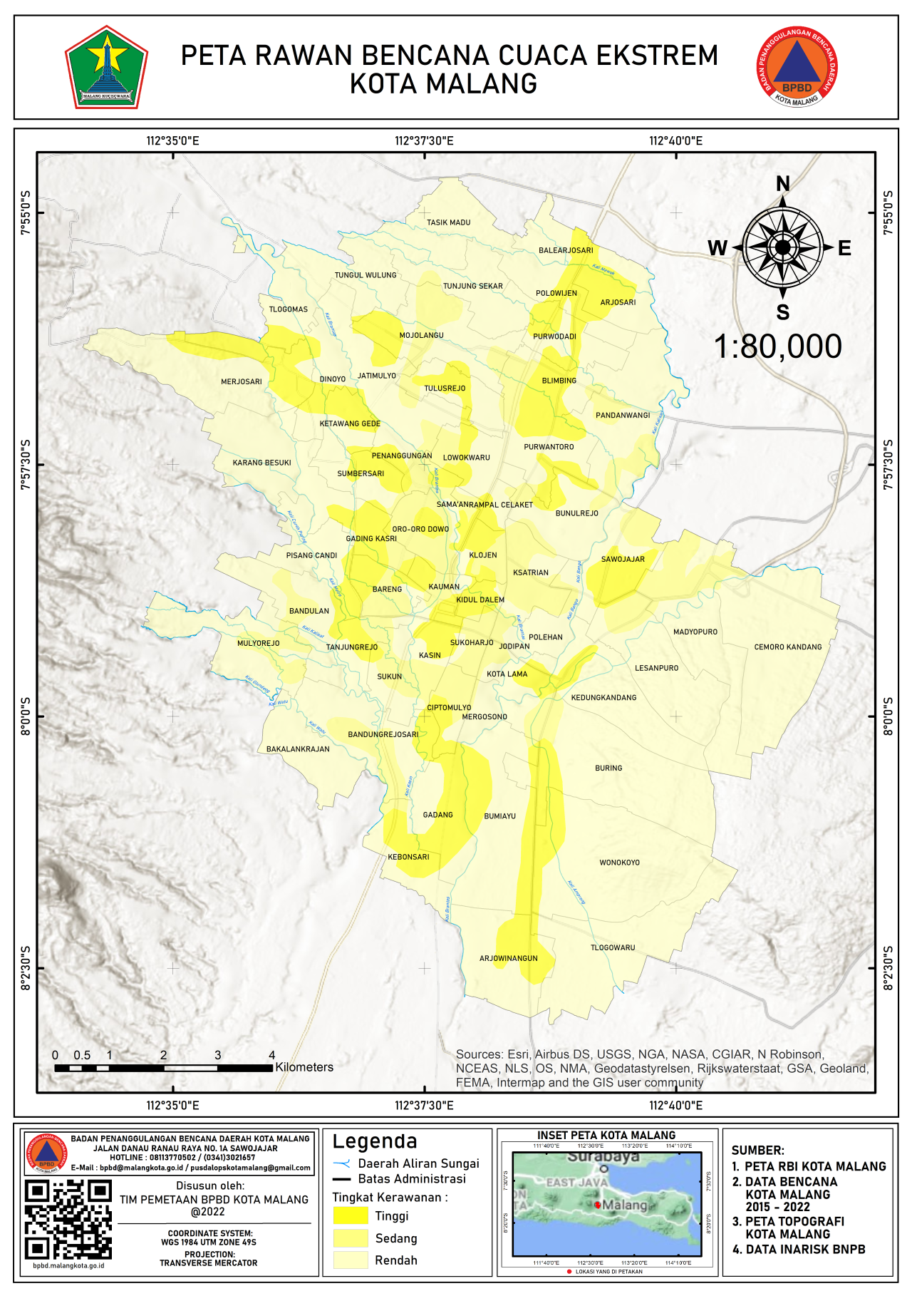 Peta Rawan Cuaca Ekstrem Badan Penanggulangan Bencana Daerah Kota Malang