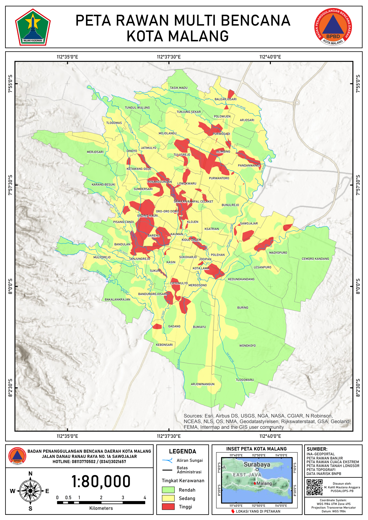 PETA RAWAN MULTI BENCANA Badan Penanggulangan Bencana Daerah Kota Malang